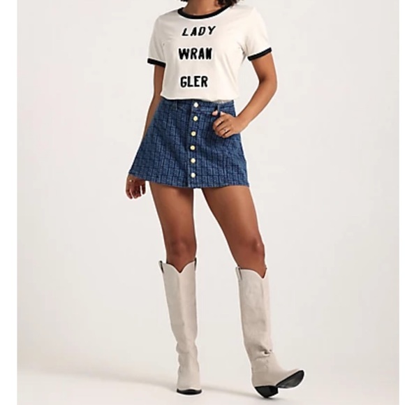Wrangler Tops - Wrangler X Leon Bridges Women’s Ringer Tee In Vanilla Ice
